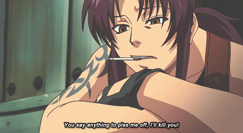 Black lagoon revy gif comp. Black lagoon is a great anime where in a rare case the dub is 100% better than the sub. 2 full seasons out, one half season, and a f