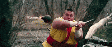 Fat Ninja. Anyone remember Fruit Ninja?.. any one else notice that in the last gif it is two separate times... look at his shirt the red stripes are gone