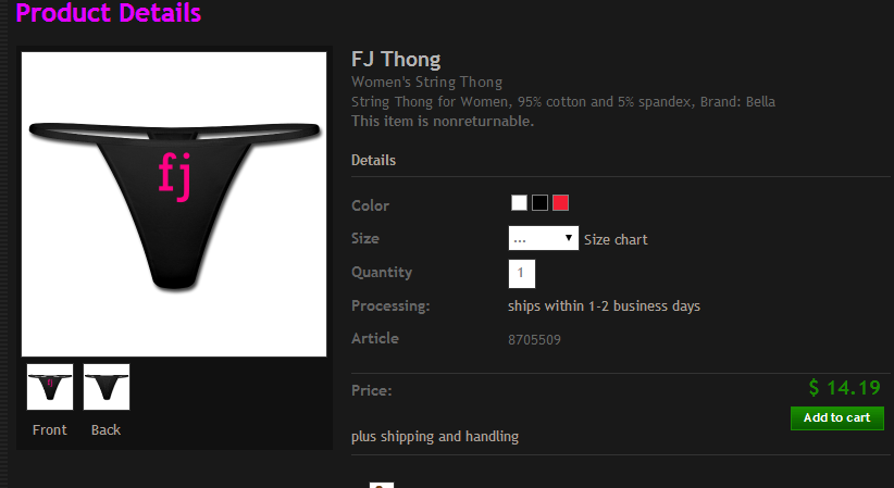 Best thing on FJ's webstore (Read desc) Best thing on FJ's webstore (Read desc). Do you want the FJ logo slapped across your man meat while the G-String slowly flosses your ass like the tongues of hun