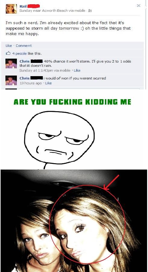 Facebook(2) Facebook(2). Since it seems a lot of you liked the first one of this bitch. Here's a gem she recently posted. Pic on the bottom is her. Link to her first post: