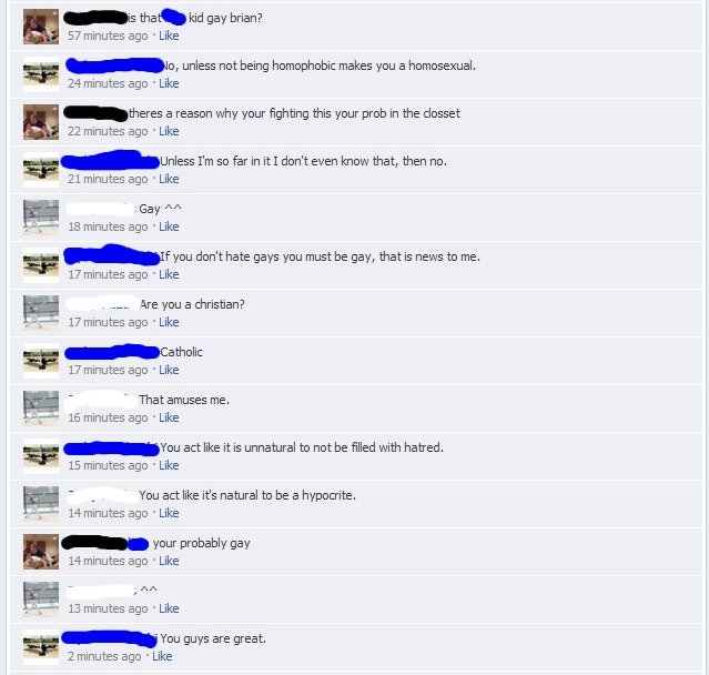Facebook or: how I learned to hate teens Facebook or: how I learned to hate teens. What started as a civil discussion on Dan Cathy and Chick-fil-a devolved into this. It is worth mentioning that these