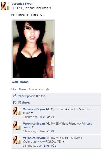 Facebook, what have you created? Facebook, what have you created?. implying 11 year old's aren't little kids and ps. why would anyone that young have a facebook and like this whore? www.faceboo