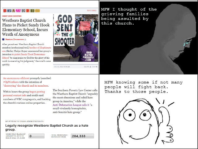 Faith Restored (Fixed) Faith Restored (Fixed). I edited to add sources. My original: /funny_pictures/4310265/Faith+Restored+in+Humanity/ Sources: gawker.com/5969003/westboro-baptist-c