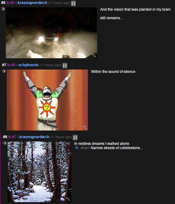 FJ sings. And T'was Glorioursly Earmelting. hello darkness my old friend"