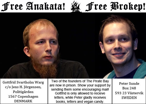 Free Anakata Free Brokep! Free Anakata Free Brokep!. Peter Sunde was arrested today in a police raid in southern Sweden. The Pirate Bay co-founder was wanted by Interpol as he had yet to