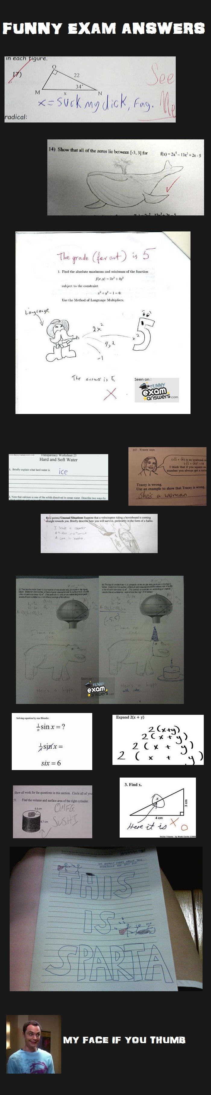 Funny Exam Answers Funny Exam Answers. Found on the internet, Thumb &amp; Enjoy<br /> Part 2 is here:/funny_pictures/1018478/Funny+Exam+Answers+Part+2/<br /> Also