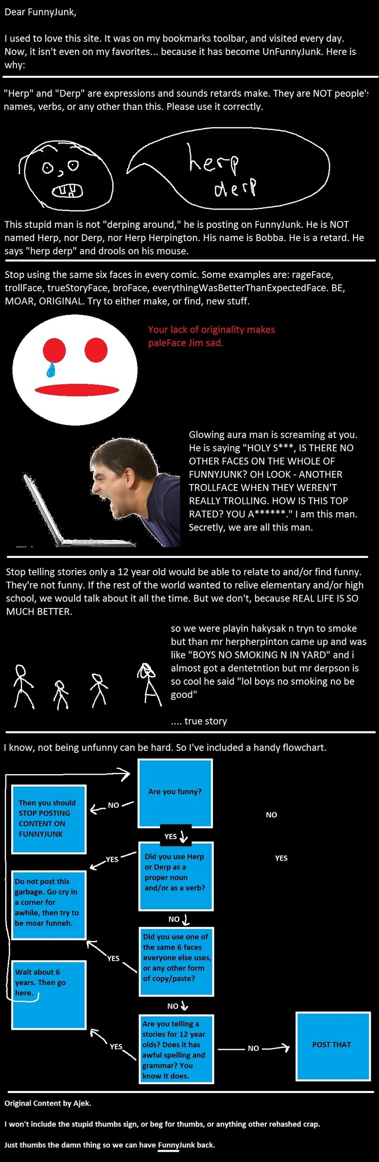FunnyJunk Be Moar Funneh FunnyJunk Be Moar Funneh. I used to love this site. It used to be funny. Then it became a copypasta of the following - Using herp and herp as people's names and