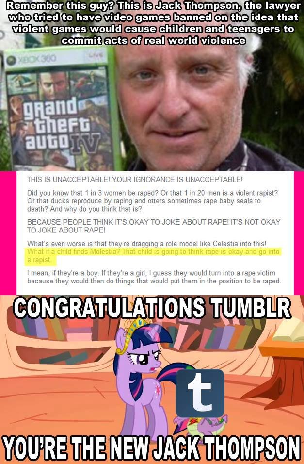 Jack Thompson Jack Thompson. "Molestia" is a Tumblr ( ) not , but for mature audiences only. This buddy is taking the tumblr seriously. And bla bla bla, you know th
