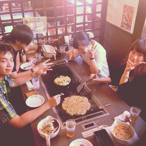 Japanese food:Okonomiyaki. Okonomiyaki are savory Japanese pancakes filled with meat, seafood and vegetables. They can be topped with mayonnaise, katsuobushi, n