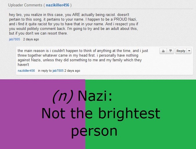 Neo-Nazis Neo-Nazis. This is OC if you consider it never having been seen on here. This comment was made on "Osama Bin Found" by Rucka Rucka Ali Link is right h