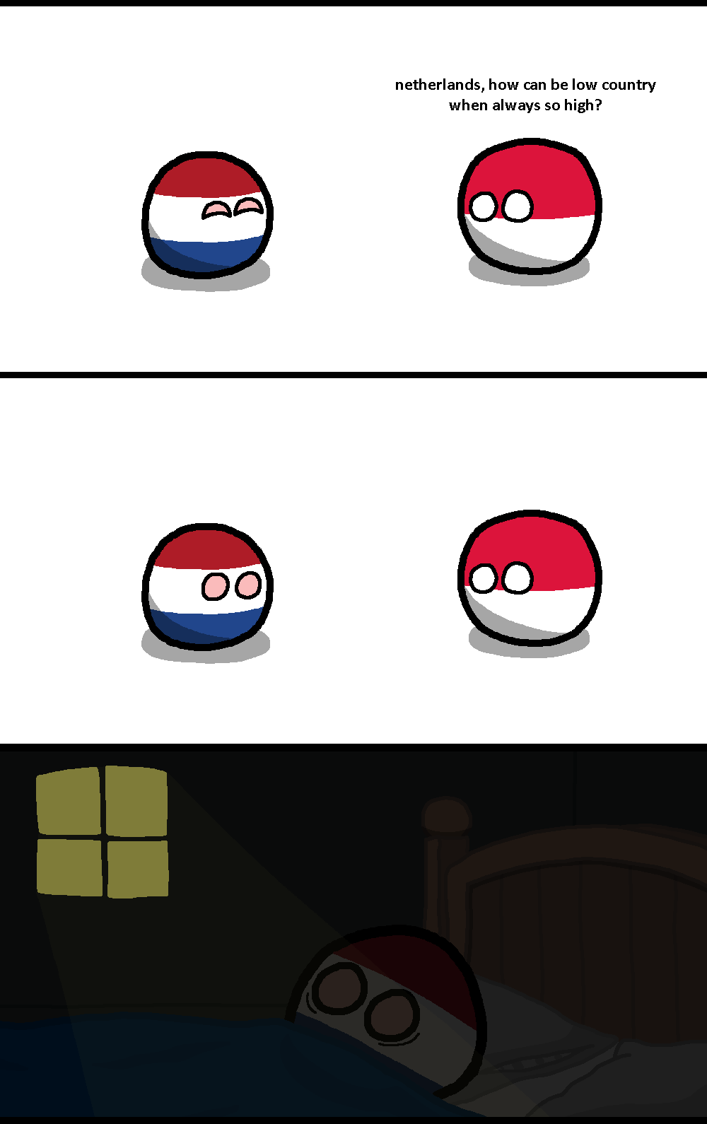 Netherlands Netherlands. r/polandball (koleye) About 20% of Netherlands is actively below sea level; half the country is less than a meter elevation. It is seriously low. .