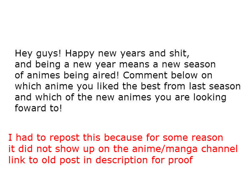New anime season New anime season. Here is original link: /channel/animemanga/New+anime+season/xvBlGki/ My favorite was OniAi, there is a lot I am looking foward to, but I am to
