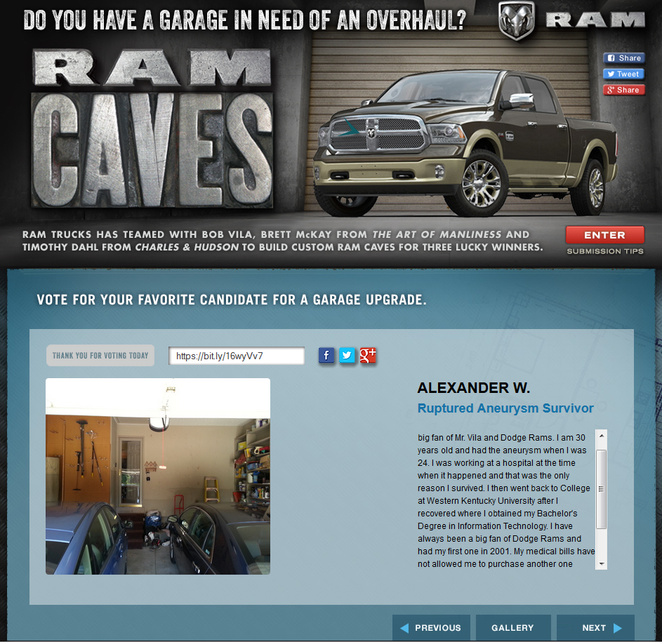 Ram Garage Giveaway Ram Garage Giveaway. Hey fellow FunnyJunkers! I am (M)aneurysm Alex and I was excited when I saw that Bob Vila was giving away 3 Dodge Ram style garage remodels