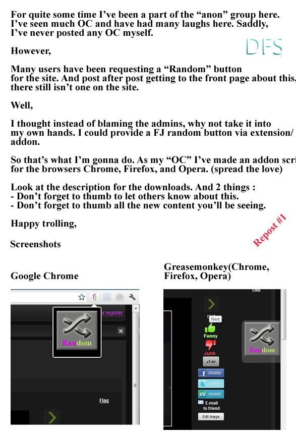 Random Button Now Available Random Button Now Available. Repost of my own content. Because people should know The "Random Button" extension is now available to all who use Chrome
