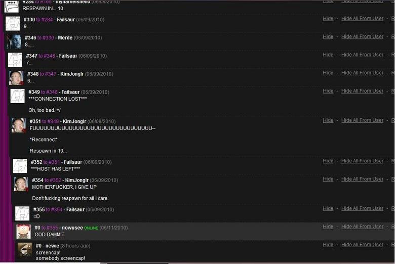 Respawn in 10, 9, 8 Respawn in 10, 9, 8. /showcomment/6907387/#c165<br /> go to that thread to find it, although if you read what's left out then you might not like it.. Dins