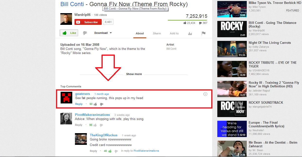 Rocky Theme song Comment Rocky Theme song Comment. Old comment, I used MS Paint to drag it up on the Top comments bar again! Link to the song: www.youtube.com/watch?v=ioE_O7Lm0I4. Hr ri