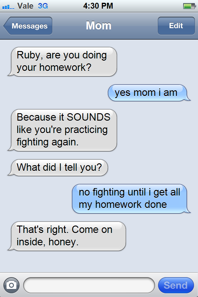 Ruby...... www.youtube.com/watch?v=euuxPokAeIA. c Vale 7: 34 PM E“ Messages Mom Cookies are done! Ruby? Oh, dear. These cookies are getting cold. Well, I might 