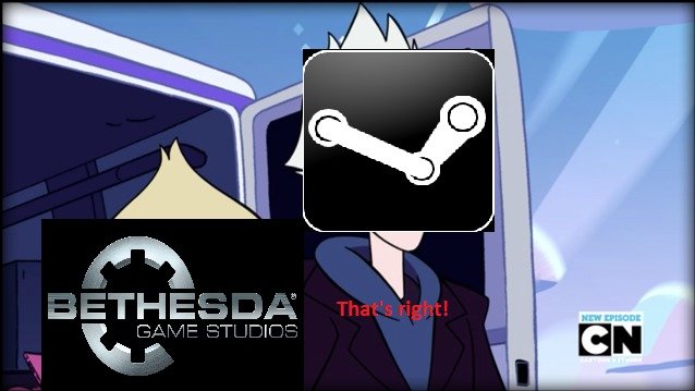 Valve Right Now. Sloppily put together in five minutes, But It fit too well not to do.. Failtim ) 5. Preeeeetty sure bethesda are the ones that decided the percentages. other than Valve taking their mandatory 30% distribution fee, the rest was in bethesda's cou